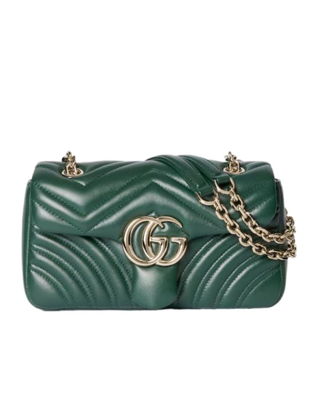 Gucci Green Gg Marmont Quilted Small Shoulder Bag