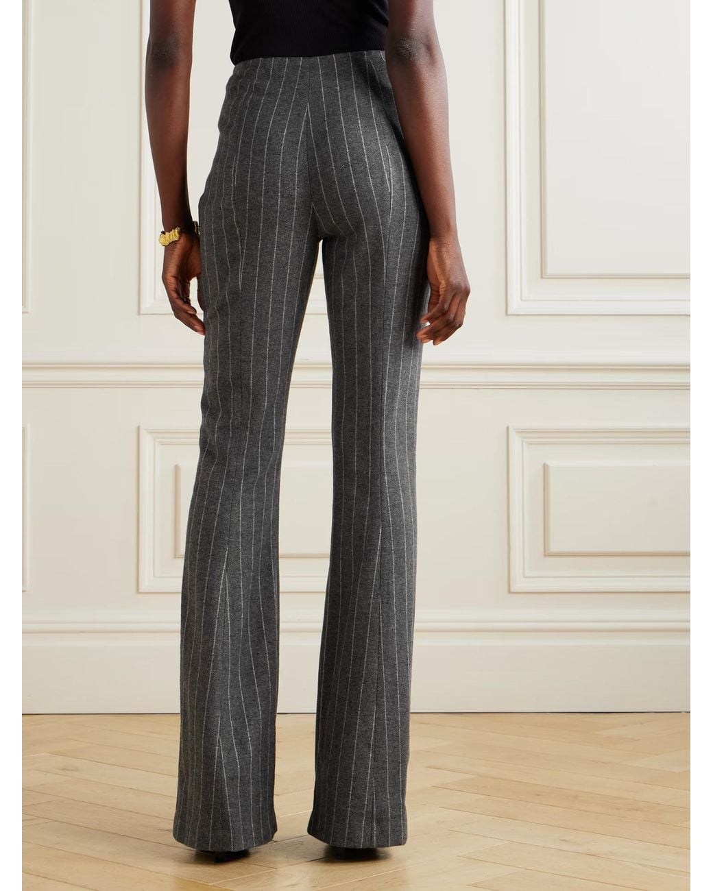 Carolina Herrera Gray Pin Striped Flared Casual Pants