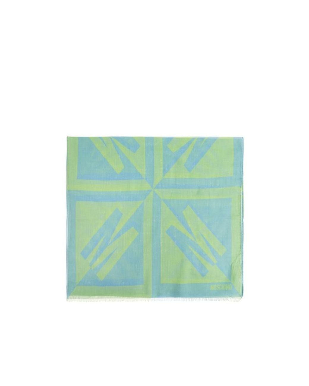 Moschino Green Logo Printed Raw Edge Scarf for men