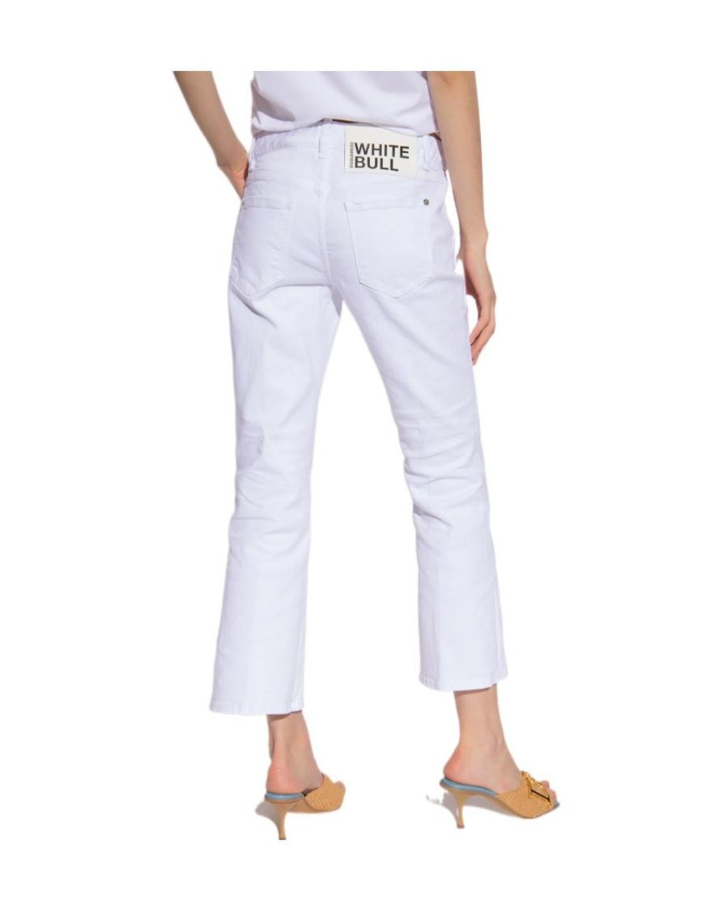 DSquared² White Bootcut High-Waist Cropped Trousers