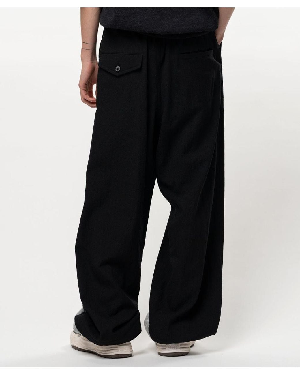 Maison Mihara Yasuhiro Black Sweat Layered Wool Pants for men