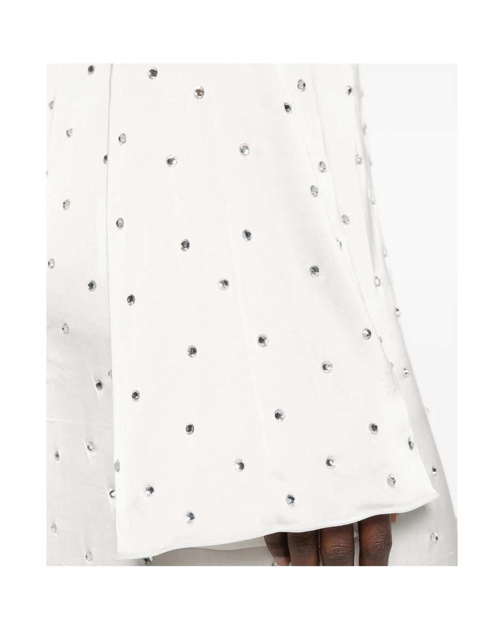 Oseree White Crystal-Embellished Ring-Detail Maxi Dress