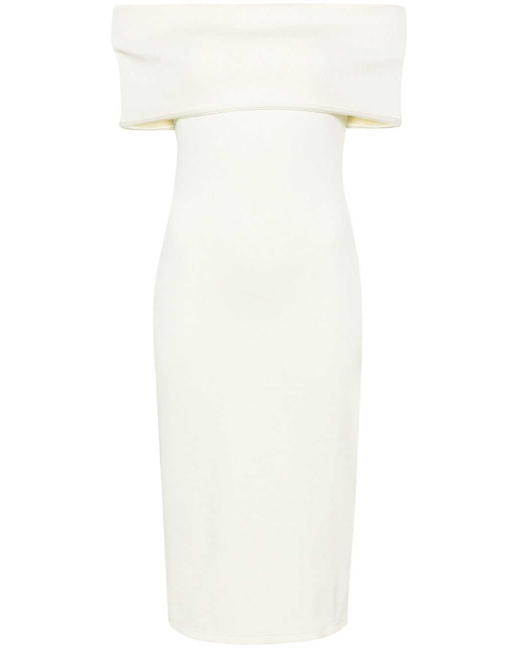 Bottega Veneta White Off-The-Shoulder Fitted Dress