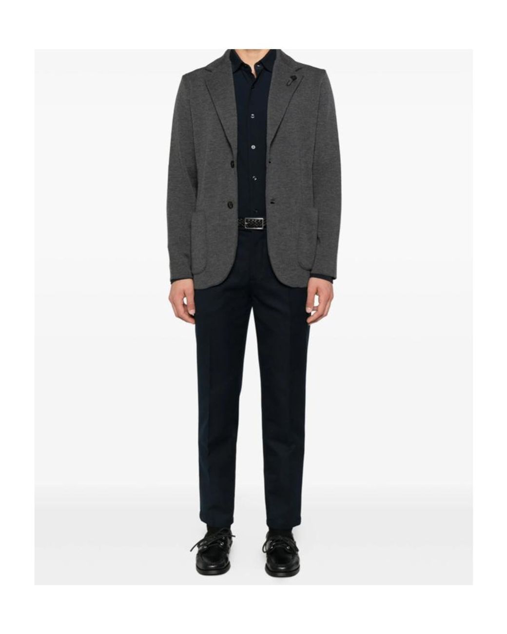Mazzarelli Blue Button-Down Long-Sleeved Shirt for men