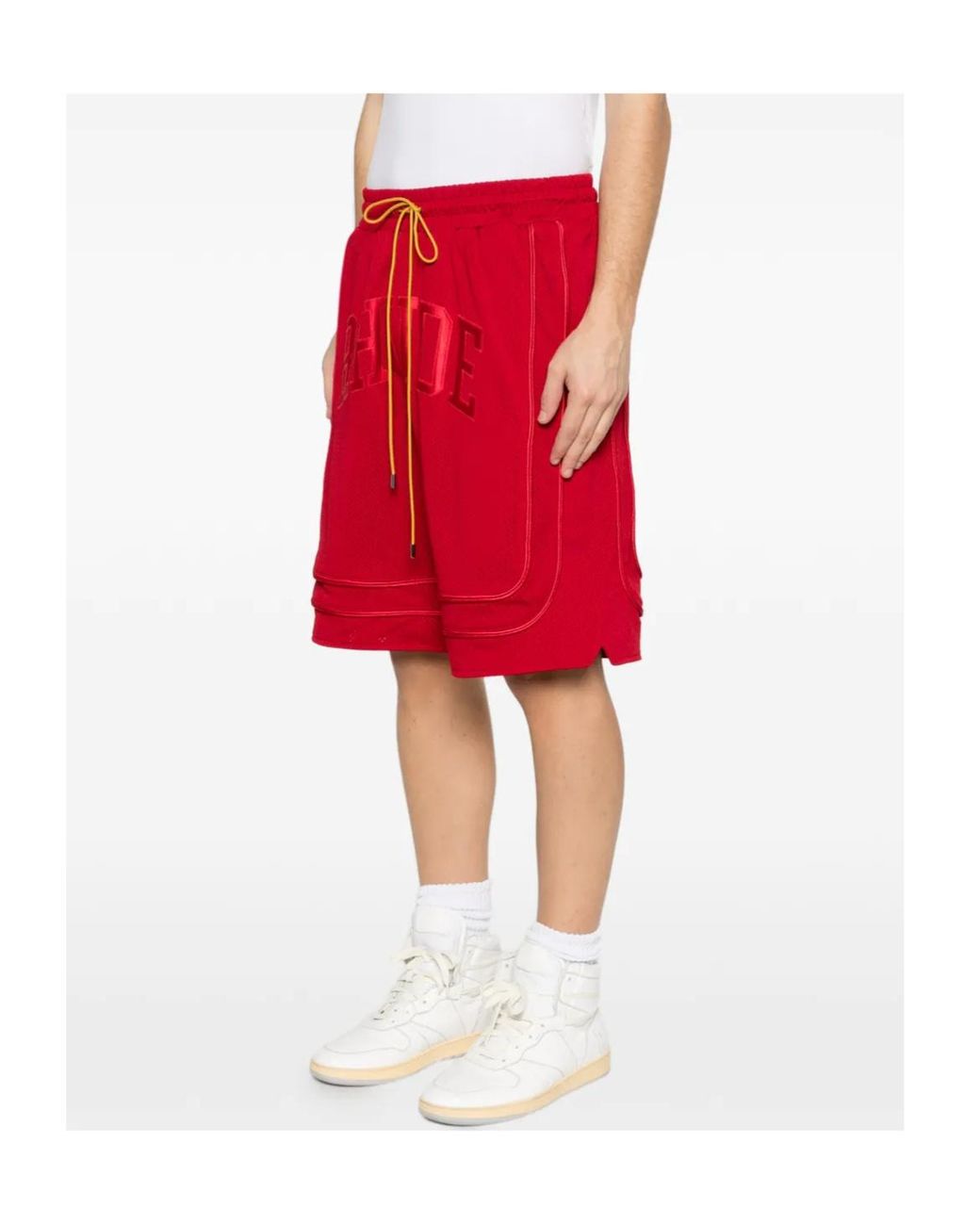 Rhude Red Logo Pattern Shorts for men