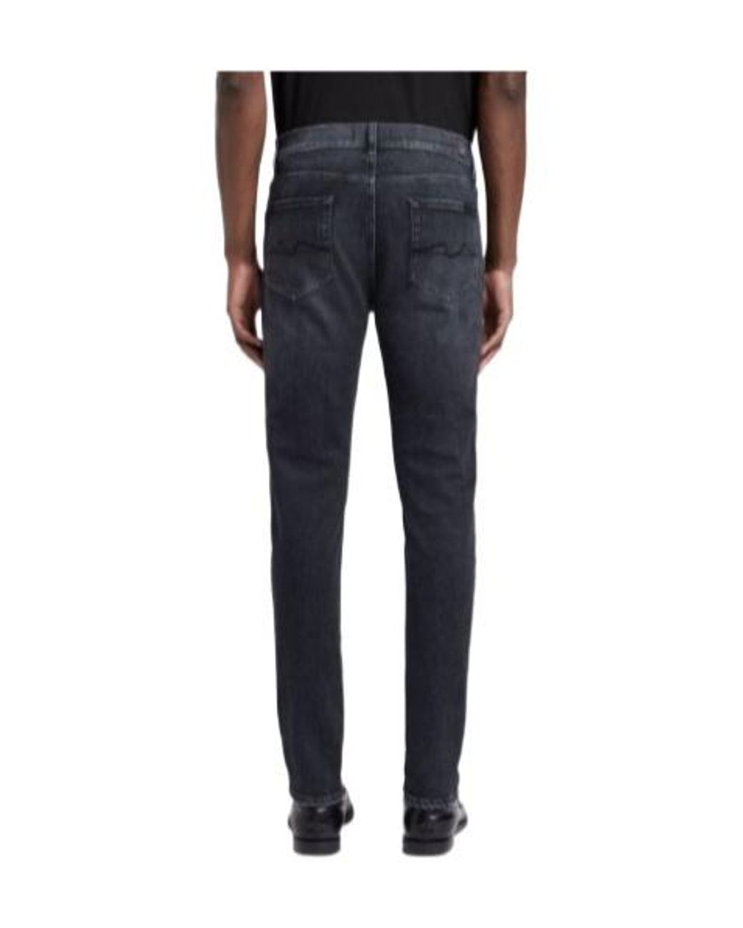 7 For All Mankind Blue Belt-Loop Buttoned Jeans for men