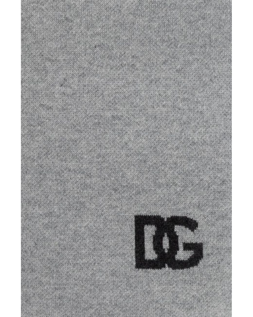 Dolce & Gabbana Gray Logo Intarsia Scarf for men
