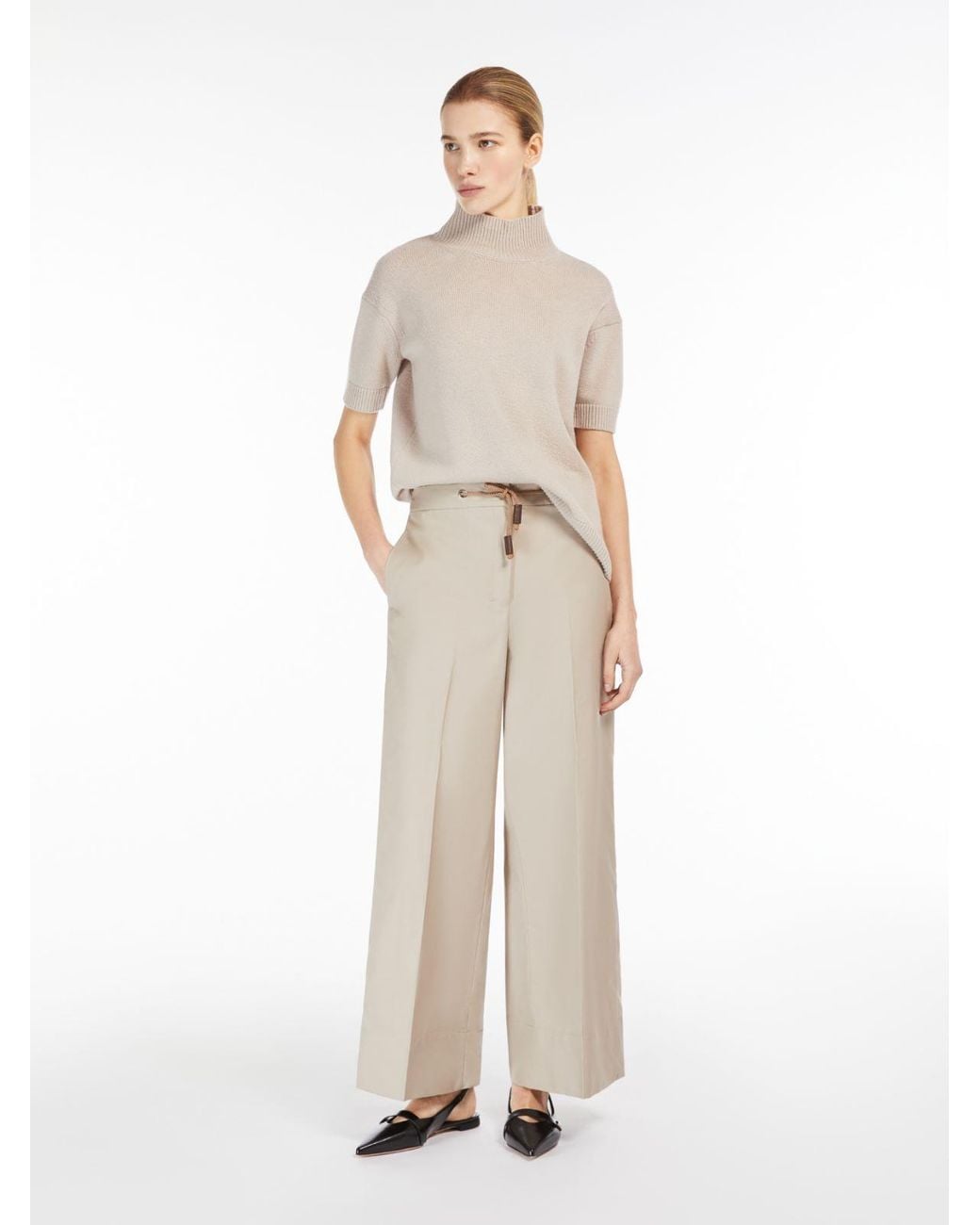 Max Mara Natural 'S Drawstring Wide Leg Pants
