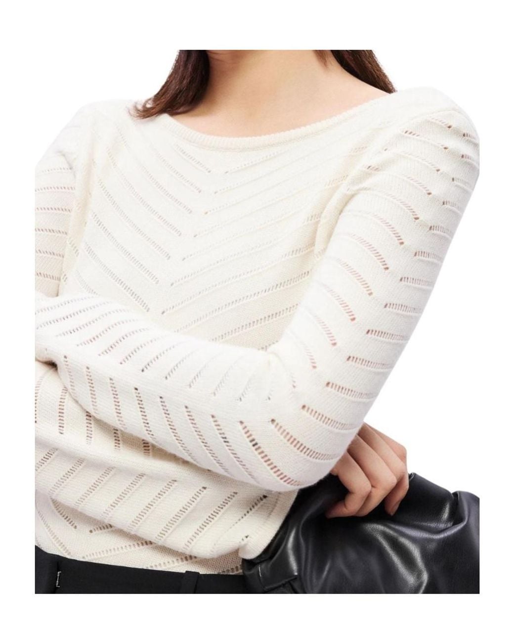 Boss White Chevron-Pattern Blouse