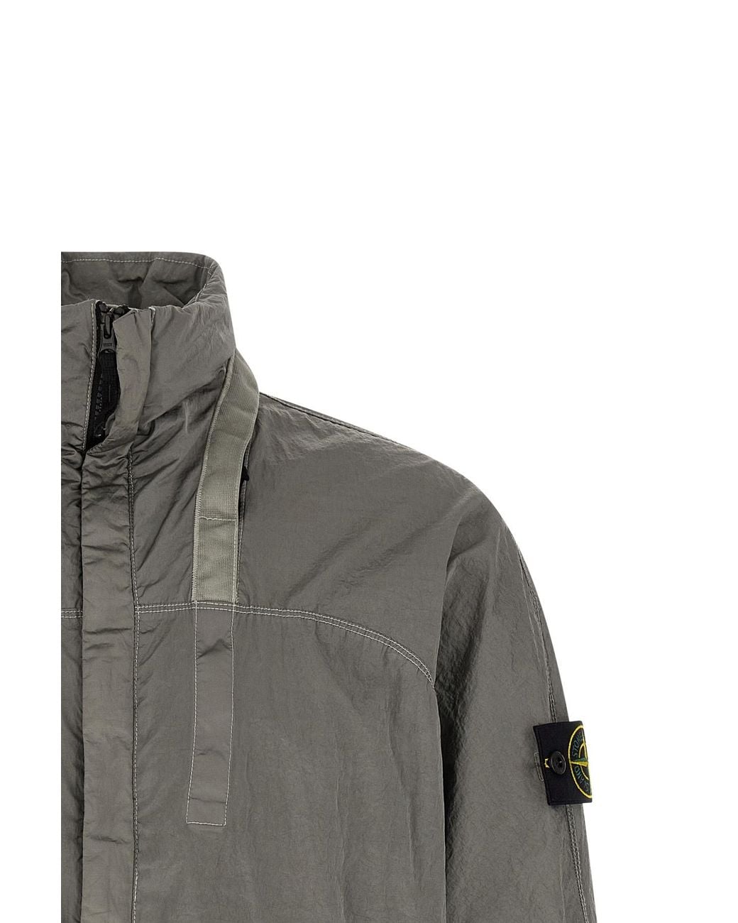 Stone Island Gray Logo Patch Bomber Jacket for men