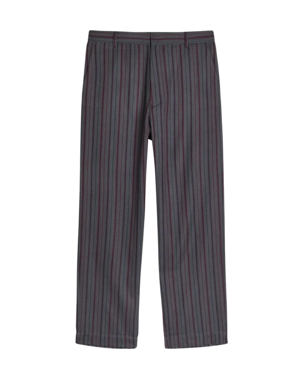 The Elder Statesman Gray Slacker Striped Trousers for men