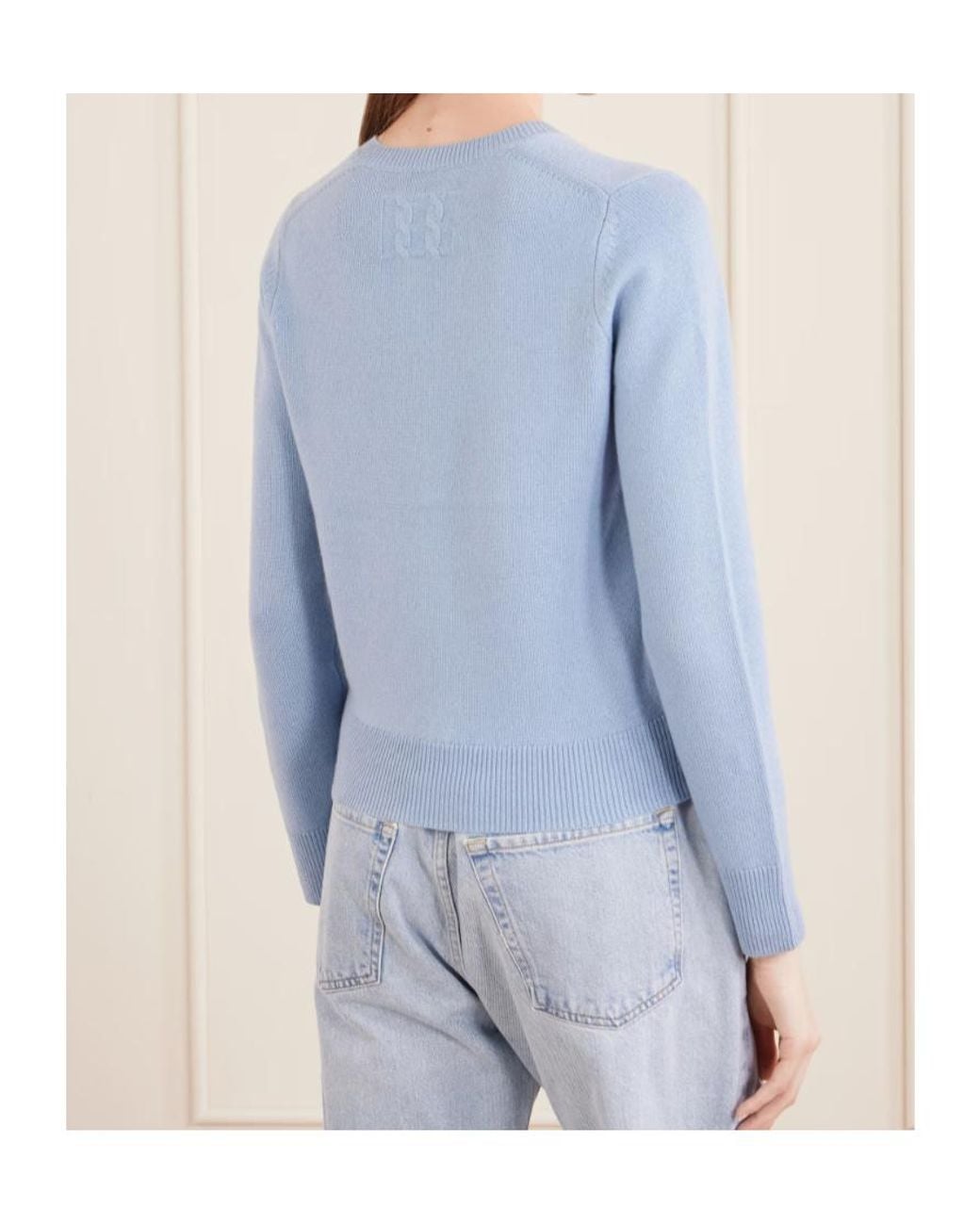 Nili Lotan Blue Long-Sleeved V-Neck Sweater