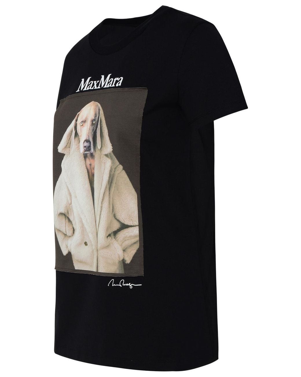 Max Mara Black Graphic Printed Crewneck T-Shirt