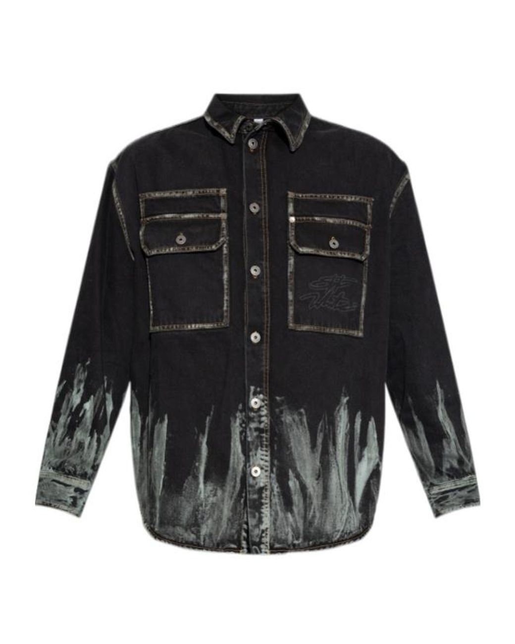 Off-White c/o Virgil Abloh Black Oversized Button-Up Denim Jacket for men