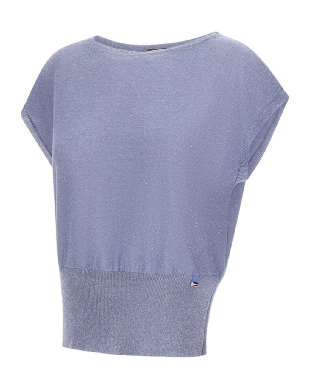Herno Blue Sequin Embellished Short-Sleeved Jumper
