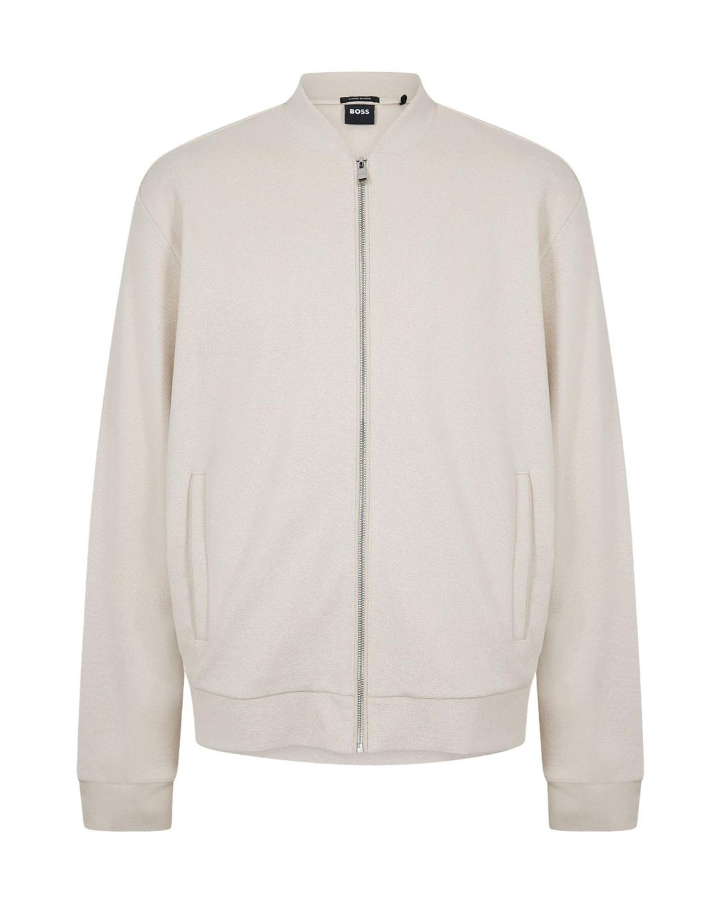 Boss White Baseballcollar Zipup Jacket for men