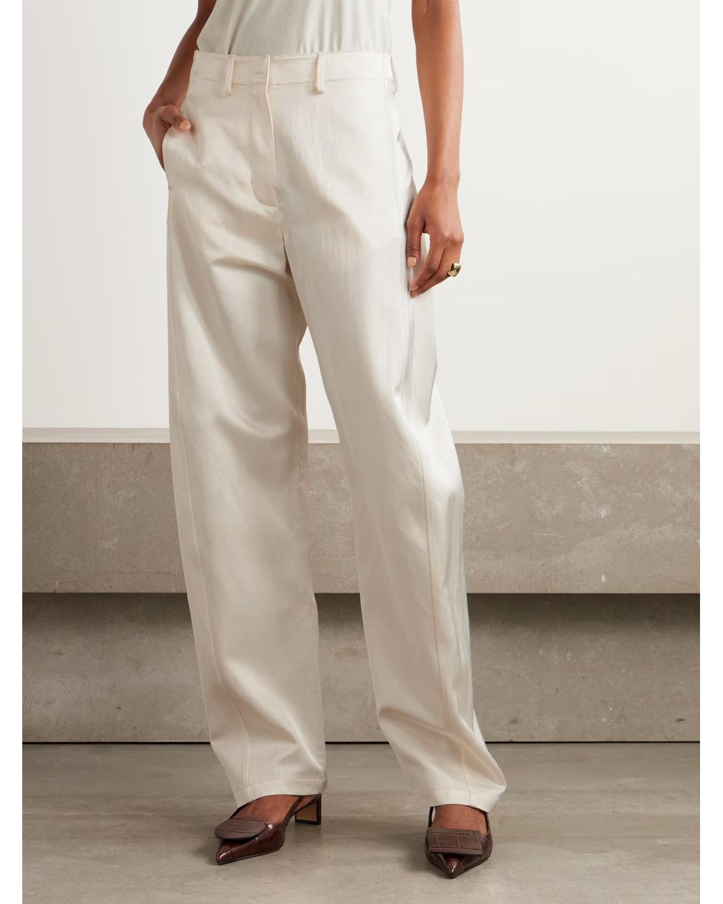 Magda Butrym White Low Waist Relaxed Trousers