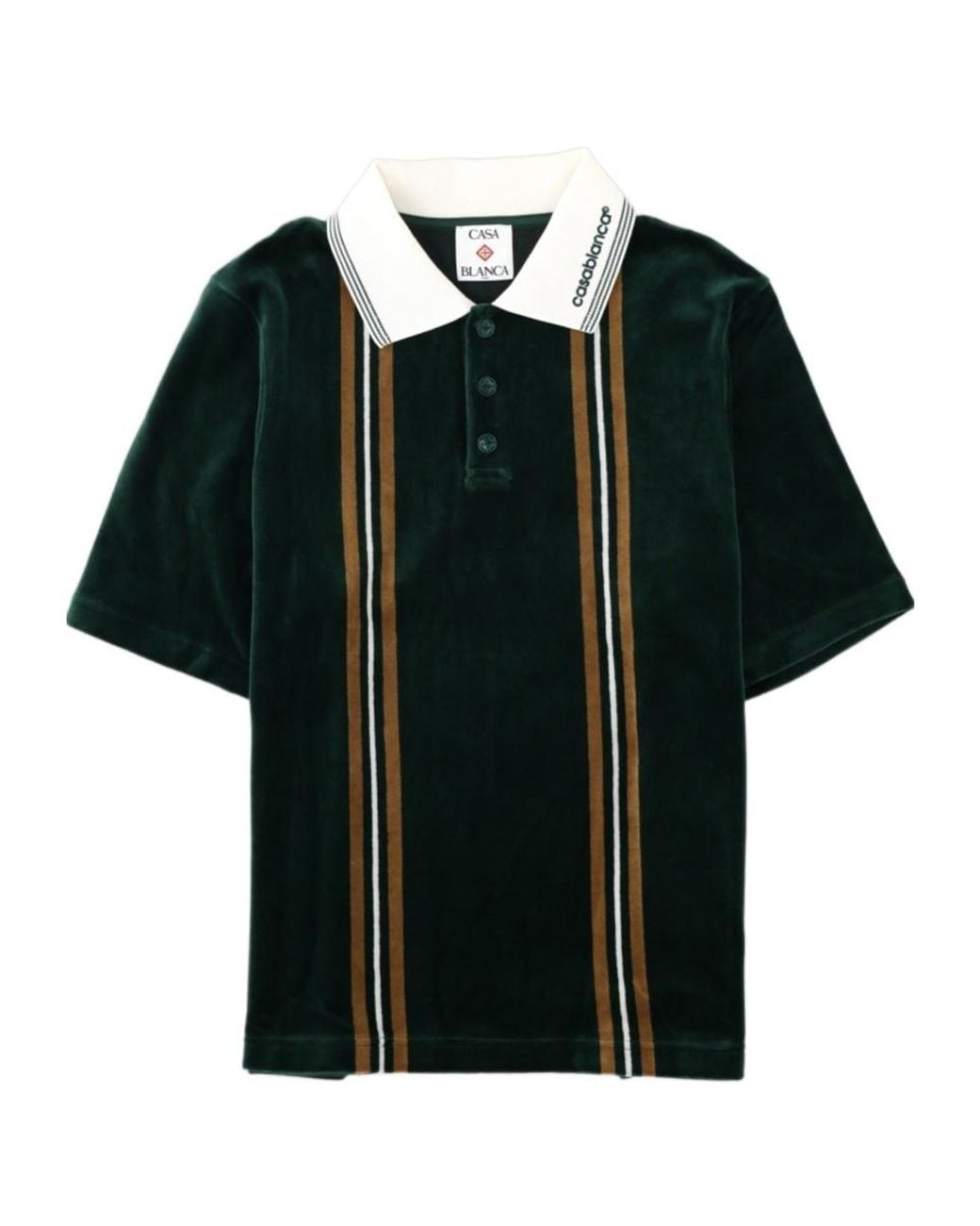 Casablanca Black Vertical Stripe Polo Shirt for men