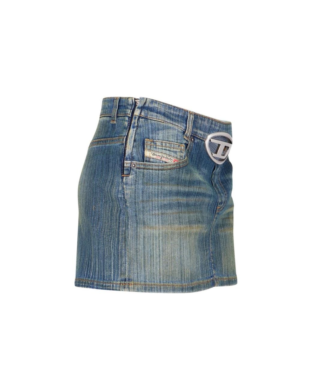DIESEL Blue Logo-Plaque Denim Mini Skirt