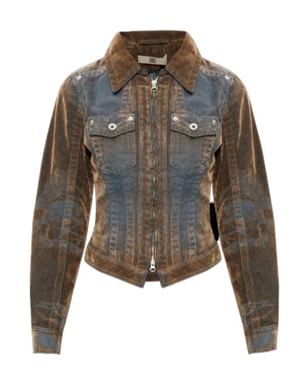 KNWLS Gray Velvet Finish Denim Jacket