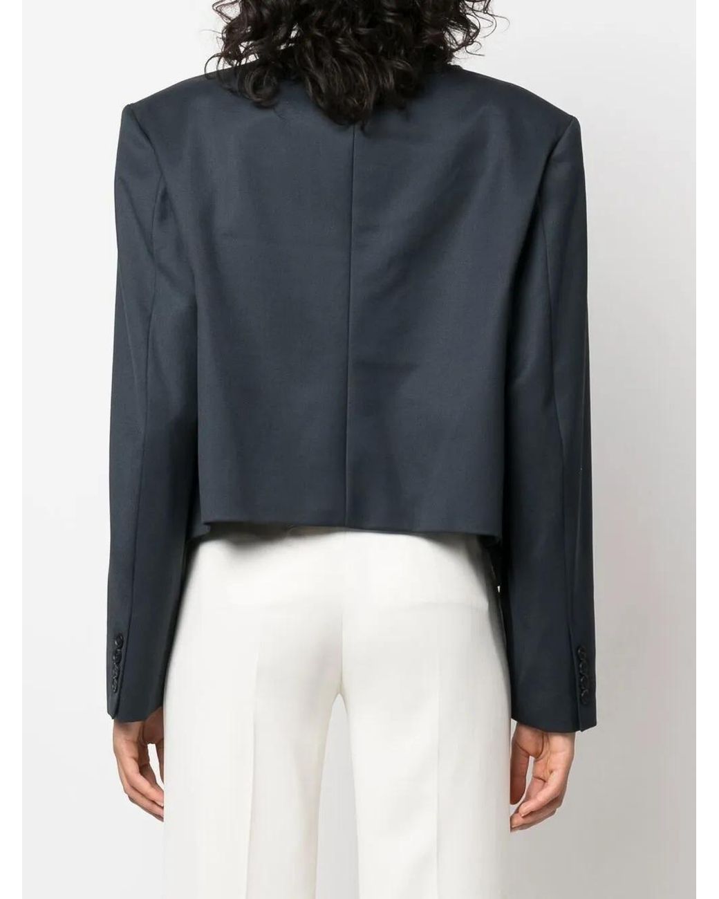 Low Classic Blue Asymmetric Wool-Blend Jacket