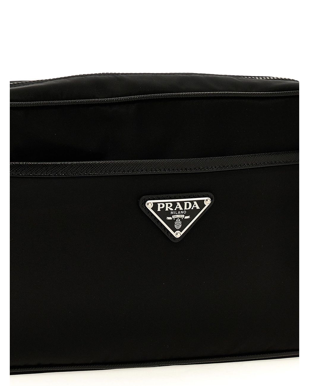 Prada Black Triangle Logo Shoulder Bag for men