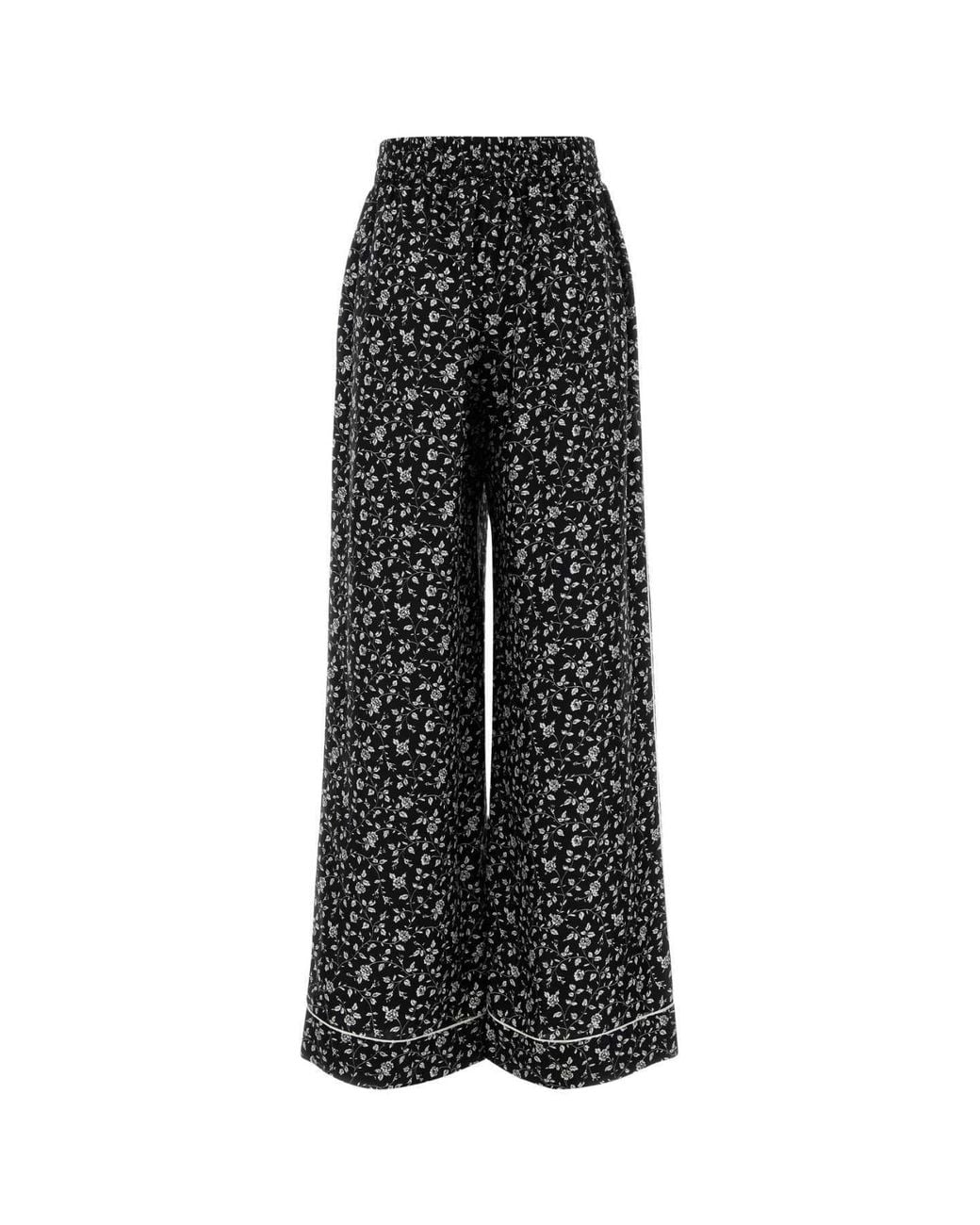 Dolce & Gabbana Black Floral Wide-Leg Pants