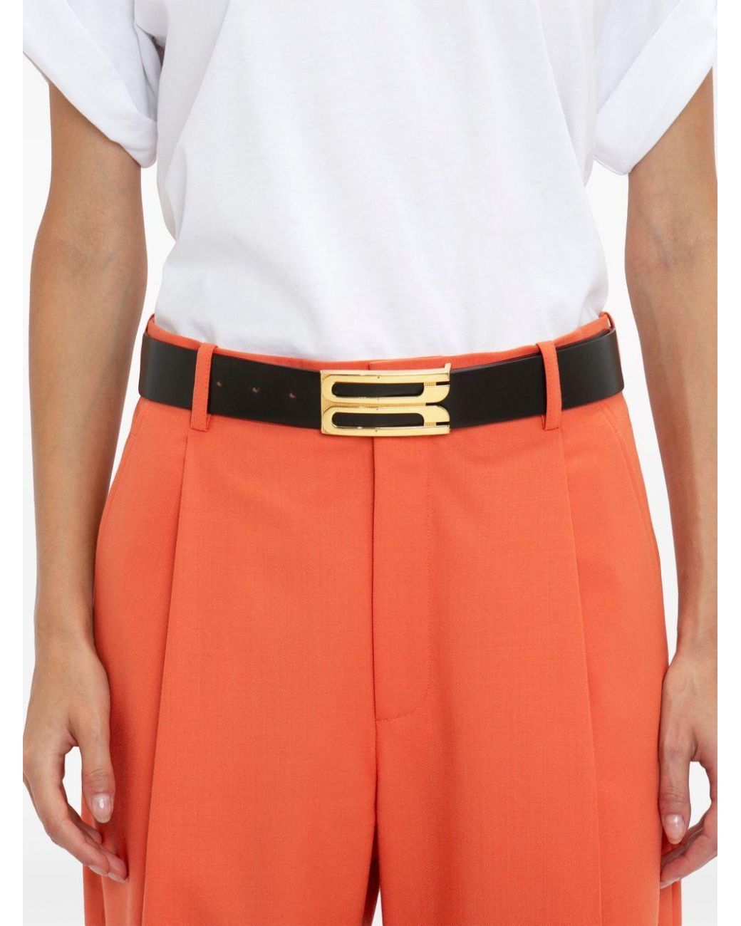 Victoria Beckham Red Casual Pants With Waist And Loop Straps