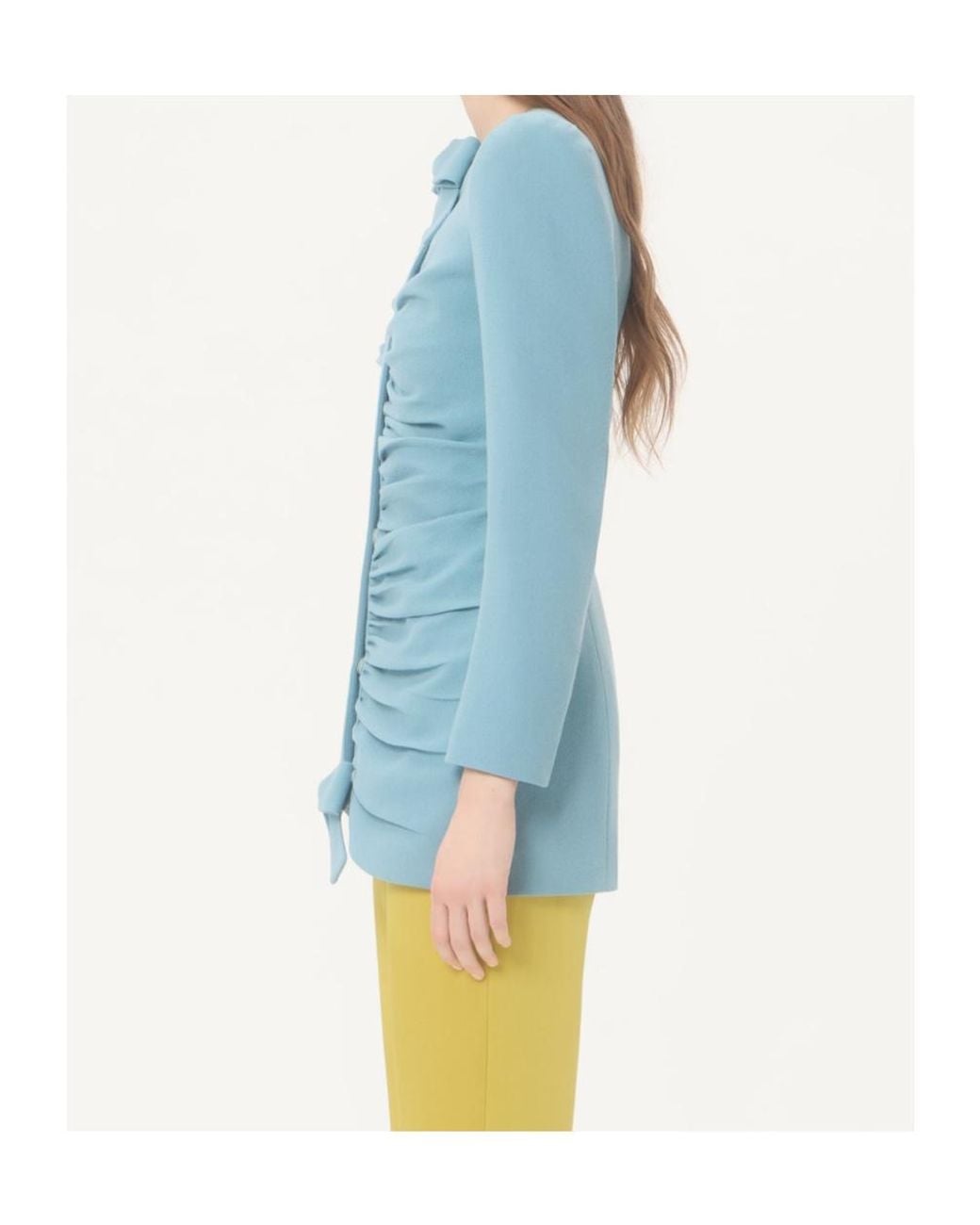 Valentino Blue Bow Detailed Ruched Jacket