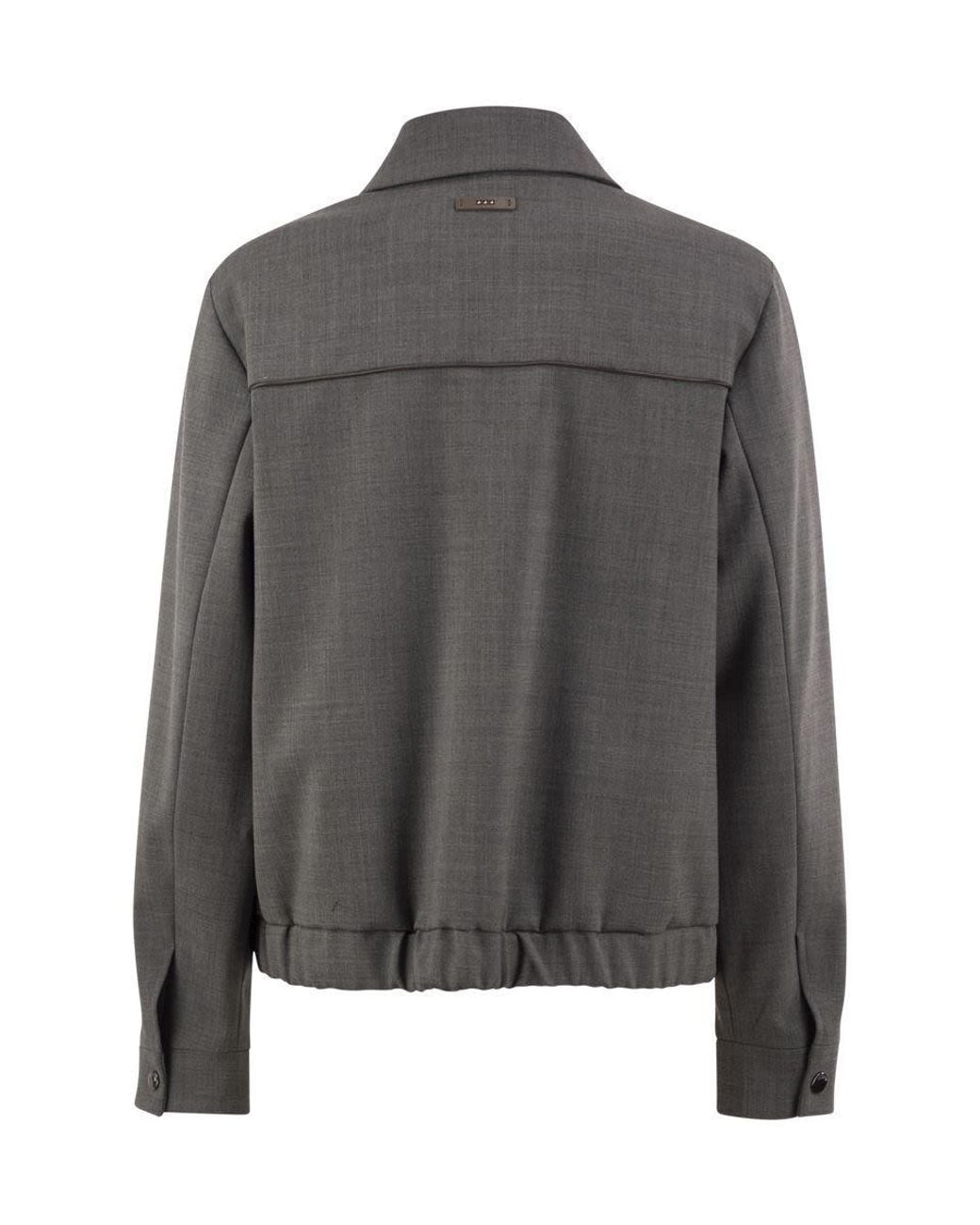Peserico Gray Long-Sleeve Casual Zip-Up Jacket