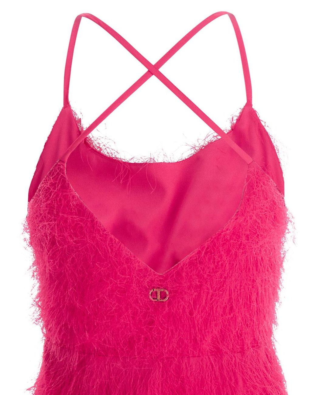 Twinset Pink Frayed Midi Dress