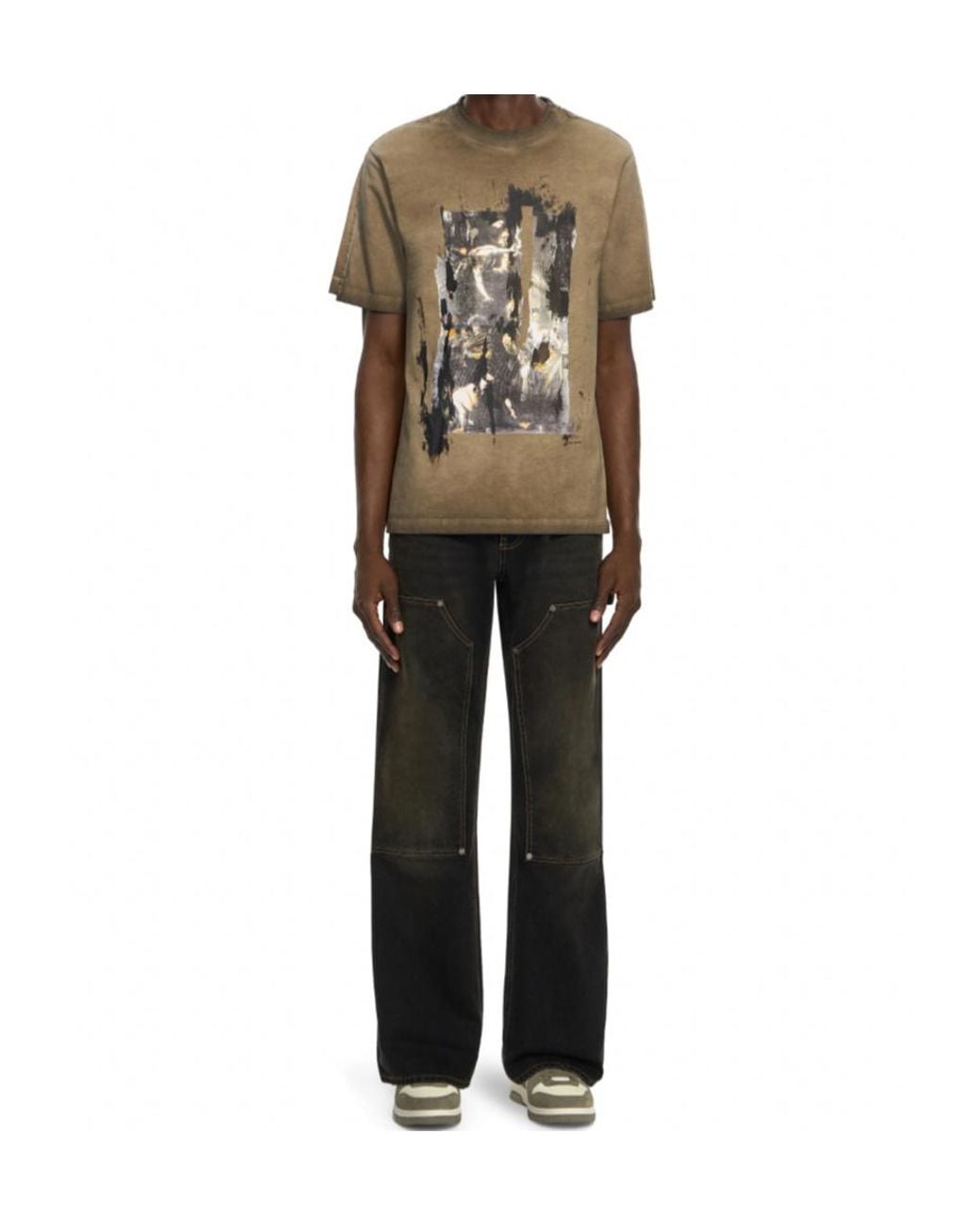 Off-White c/o Virgil Abloh Green Graphic Printed Crewneck T-Shirt for men