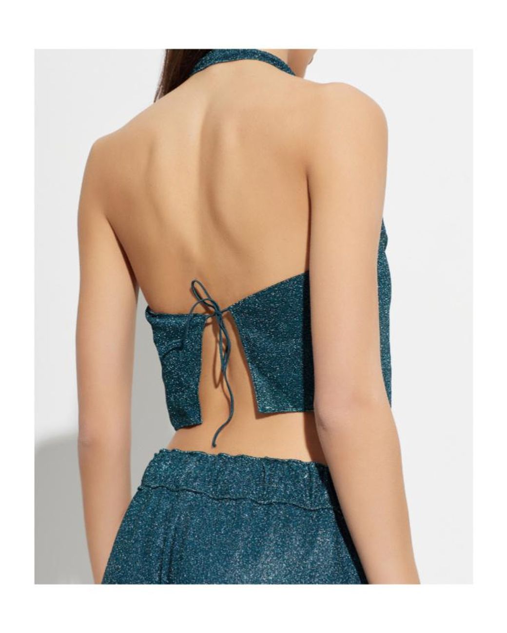 Oseree Blue V-Neck Top