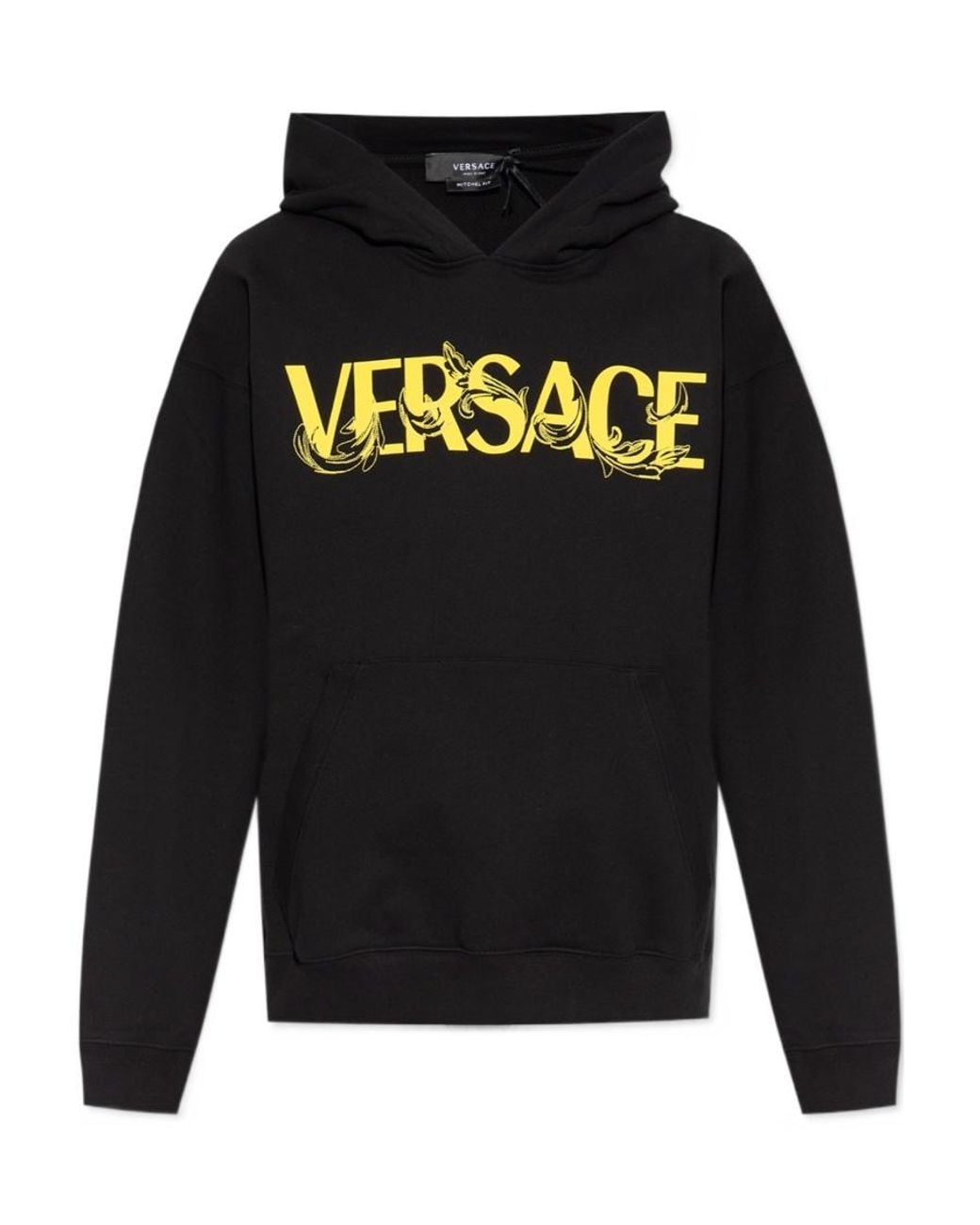 Versace Black Logo-Printed Hoodie for men