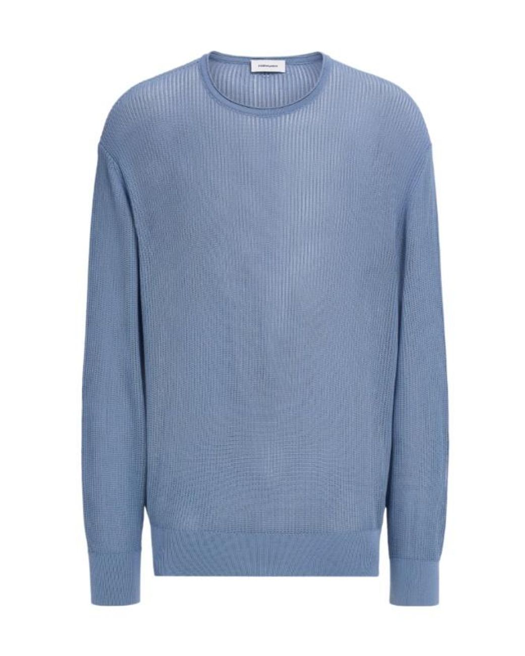 Ferragamo Blue Ferragamo Ribbed-Knit Crewneck Jumper for men