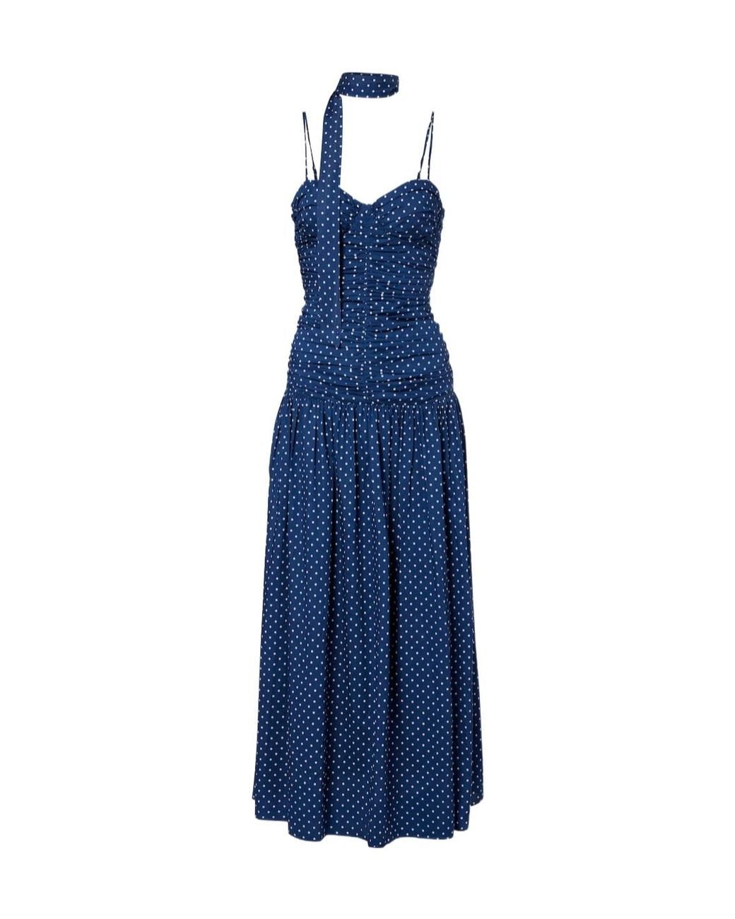 Posse Blue Edie Polka-Dot Maxi Dress
