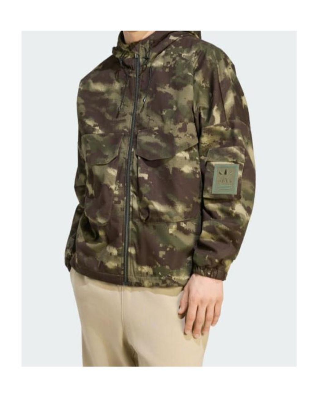 Adidas Originals Green Printed Hooded Jacket for men