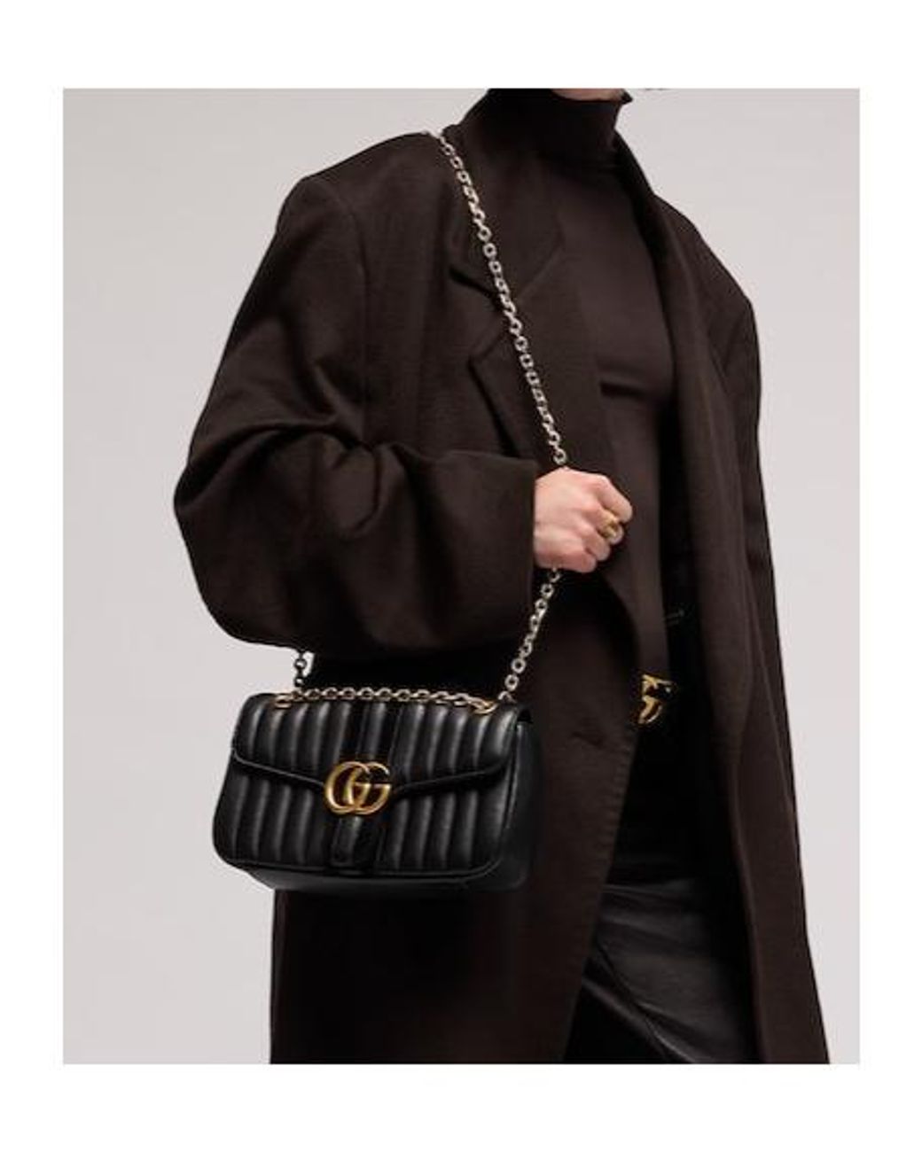 Gucci Black Jetset Gg Marmont Medium Shoulder Bag