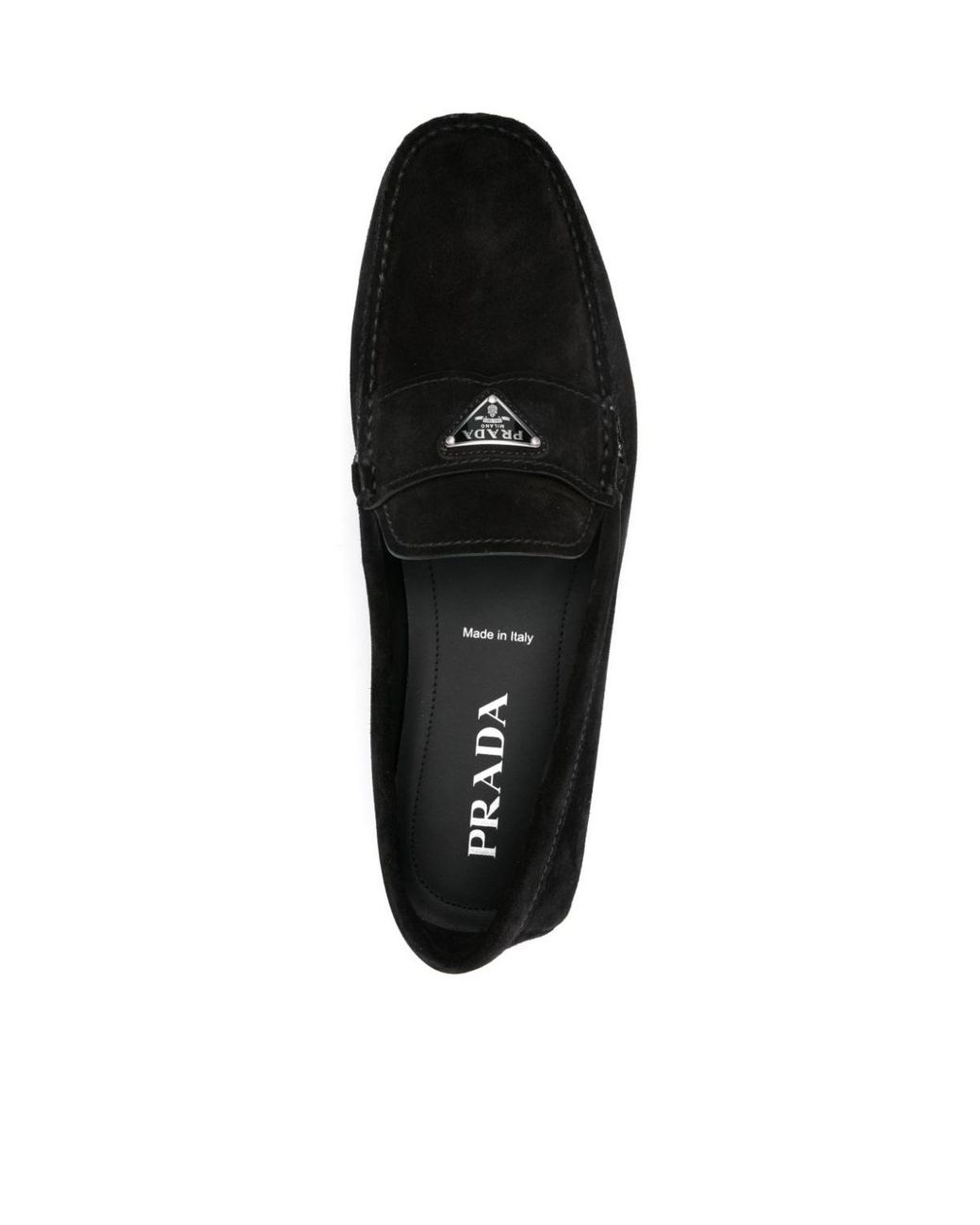 Prada Black Triangle-Logo Slip-On Loafers for men