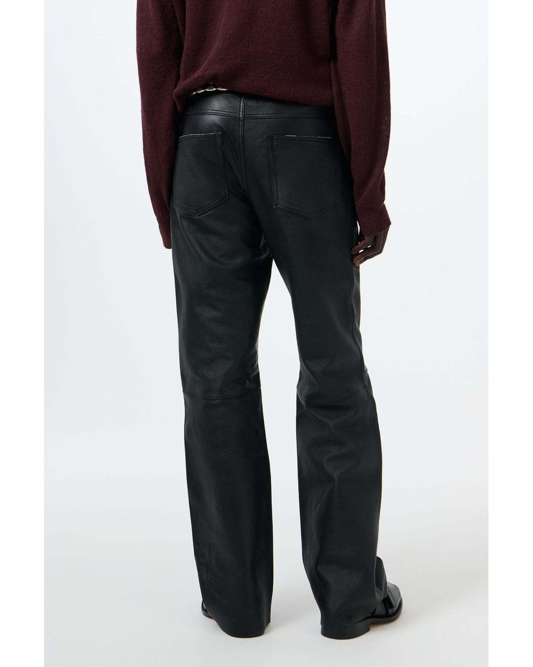 Our Legacy Gray Carlson Straight-Leg Leather Pants for men