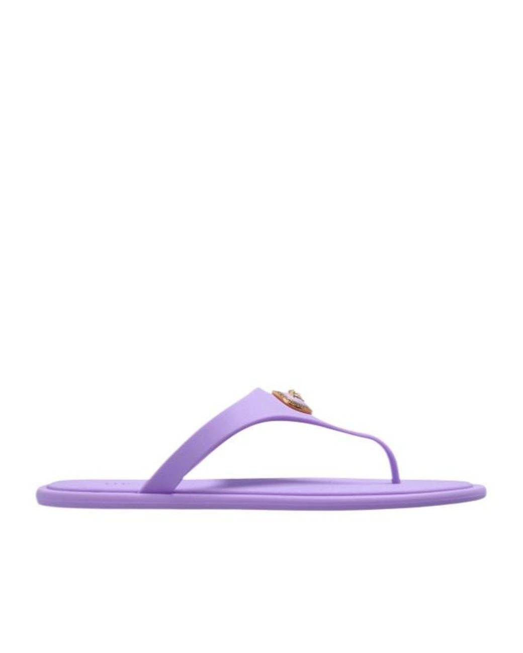 Versace Purple Alia Thong Strap Flat Sandals