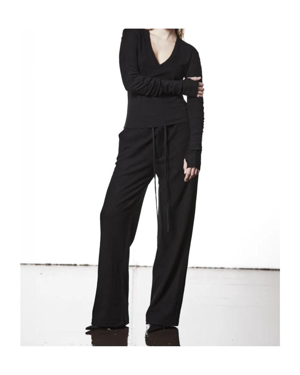 Thom Krom Black V-Neck Long Sleeved Top