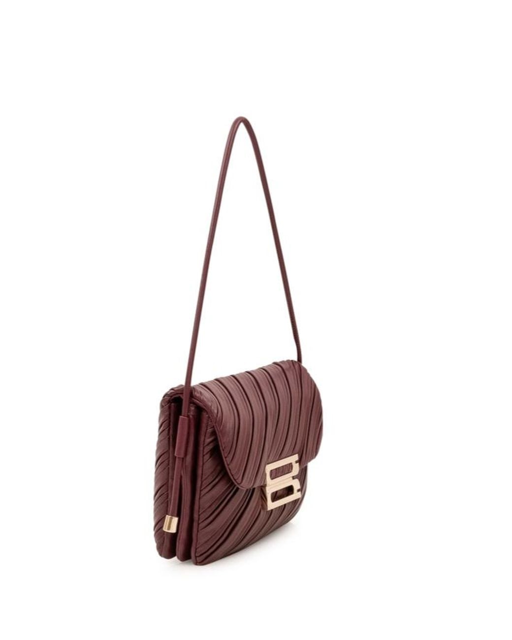 Victoria Beckham Purple Soft Dorian Pleated Leather Shoulder Bag