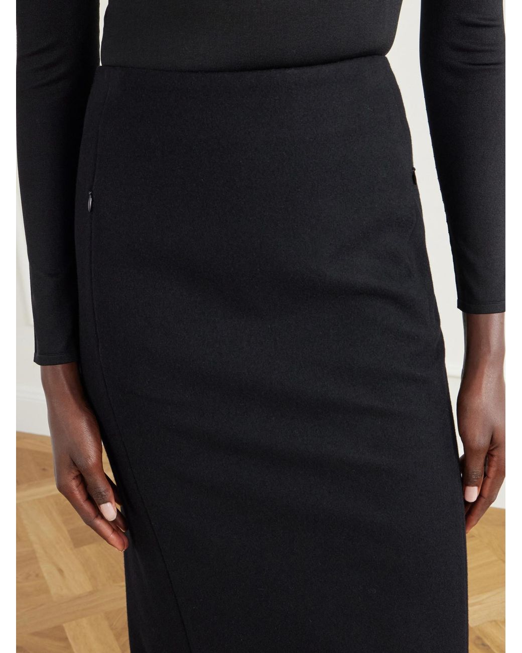 Alaïa Black Lightweight Wool-Felt Pencil Skirt