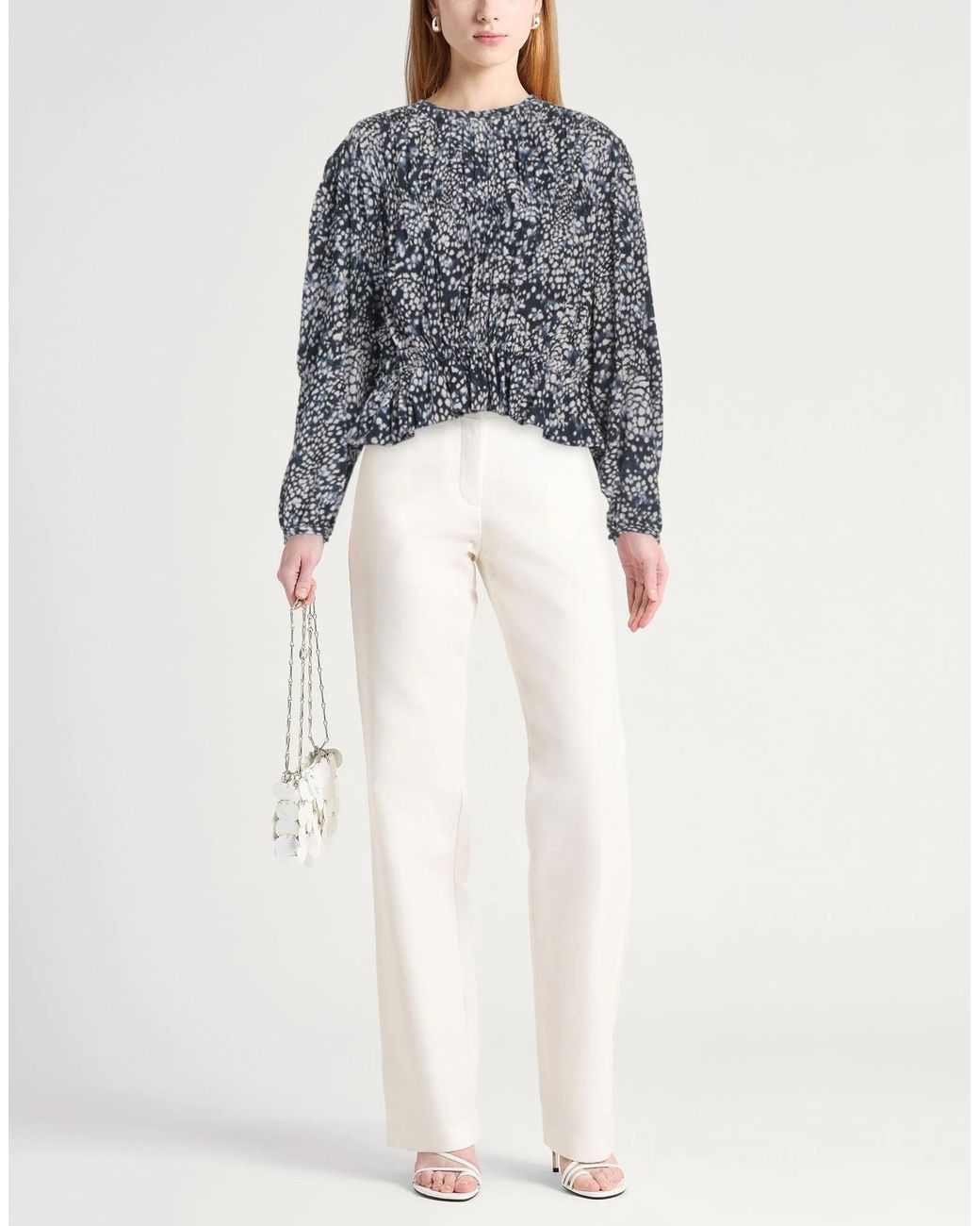 Isabel Marant Gray Ruffled Long Sleeve Top