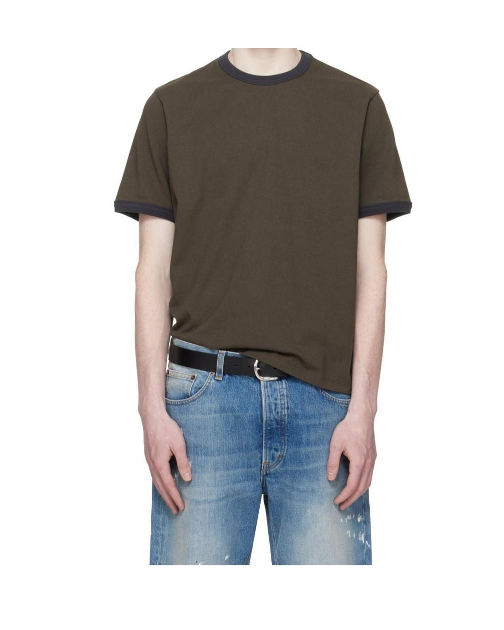 Jeanerica Brown Contrast-Trim T-Shirt for men