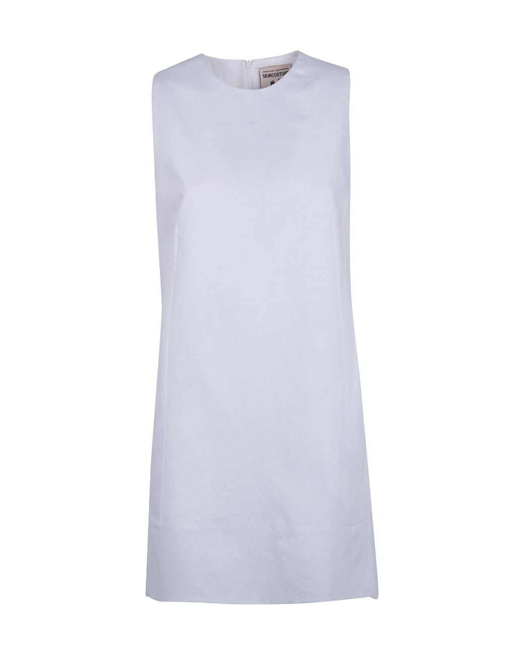 Semicouture White Round-Neck Dress