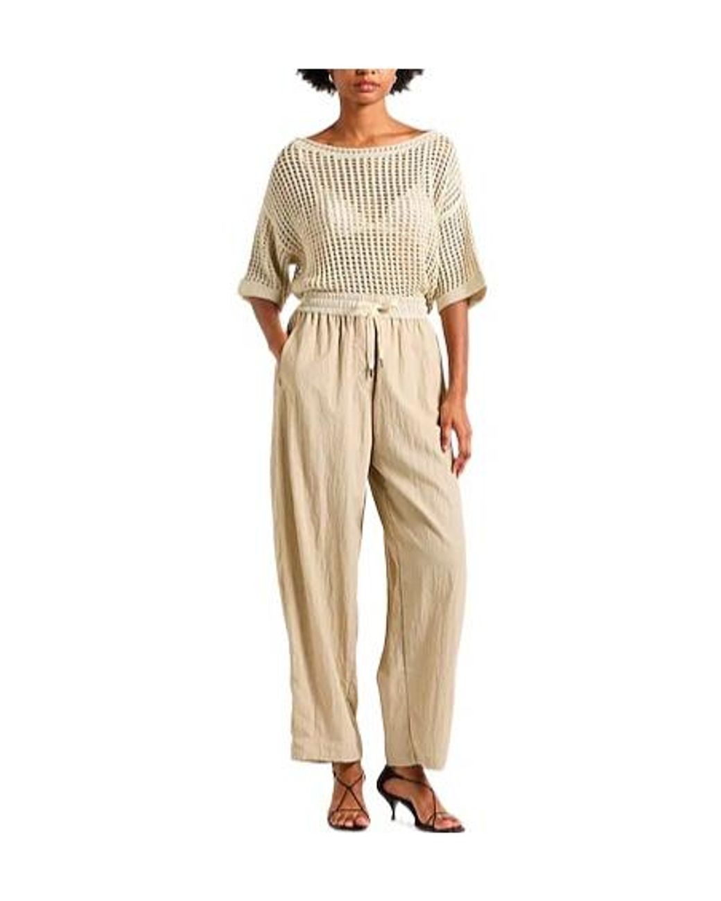 Brunello Cucinelli Natural Minimalist Tapered Pants