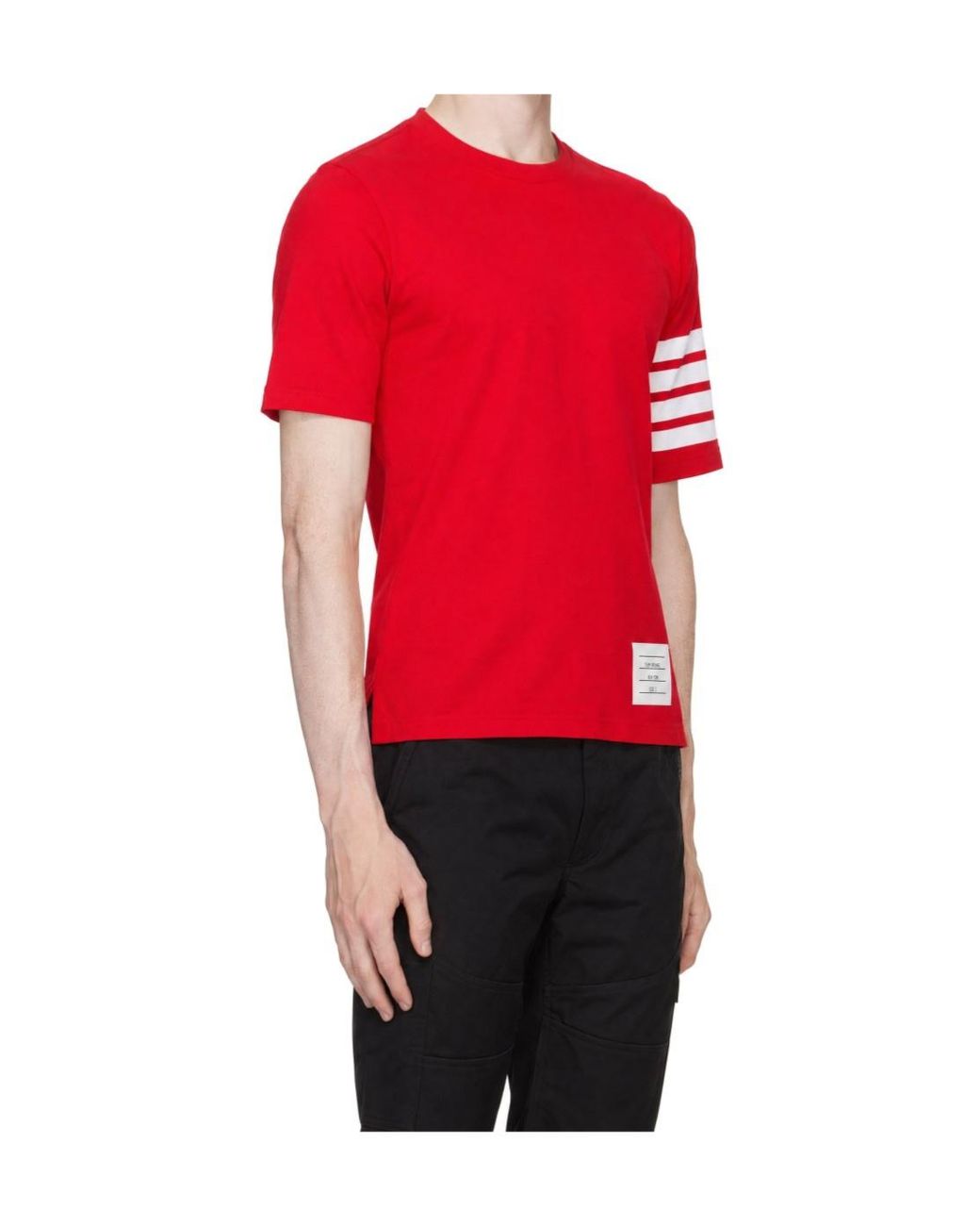Thom Browne Red Jersey 4-Bar Short Sleeve T-Shirt for men