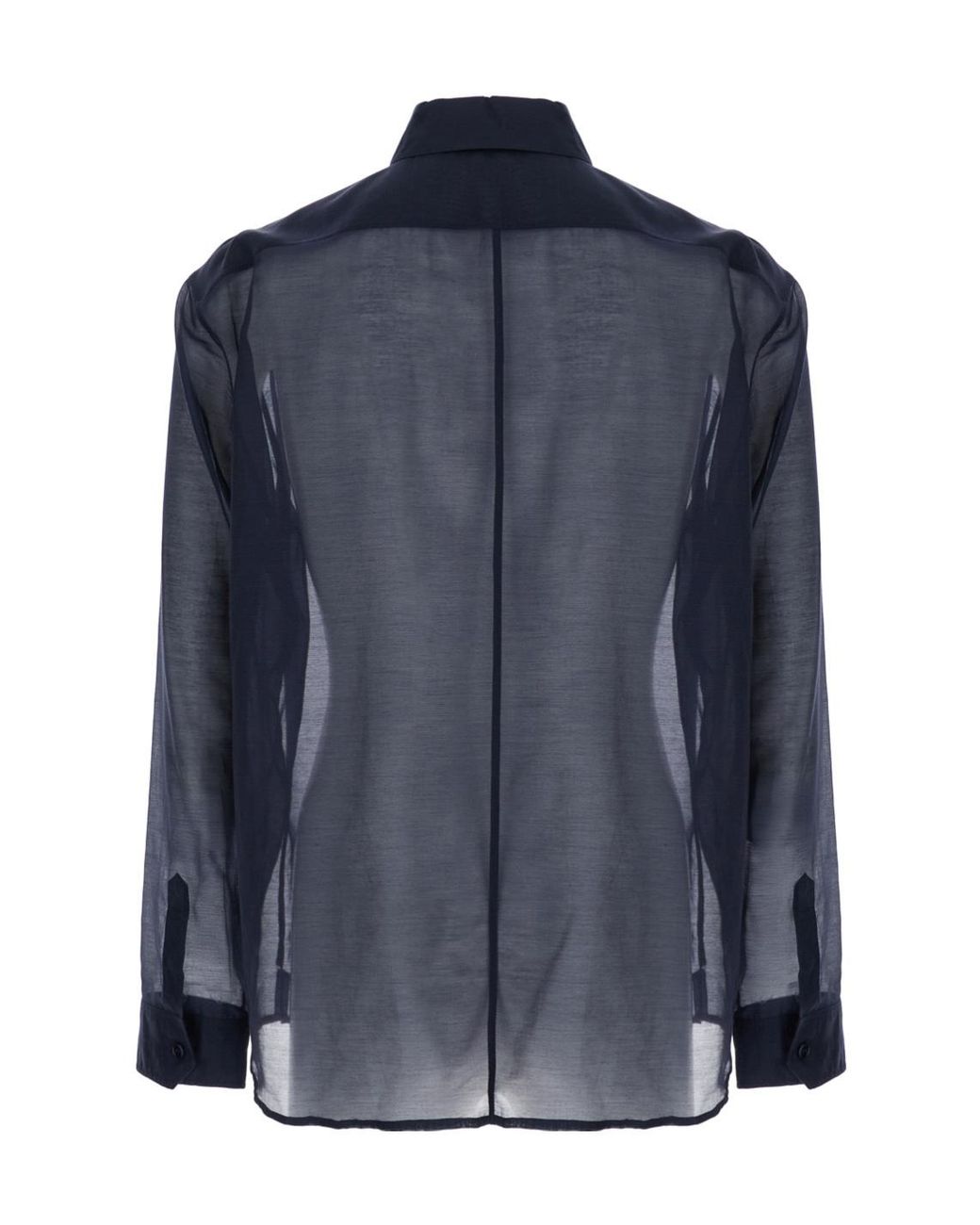 Saint Laurent Blue Shirt With Classic Collar And Contrasting Details I for men